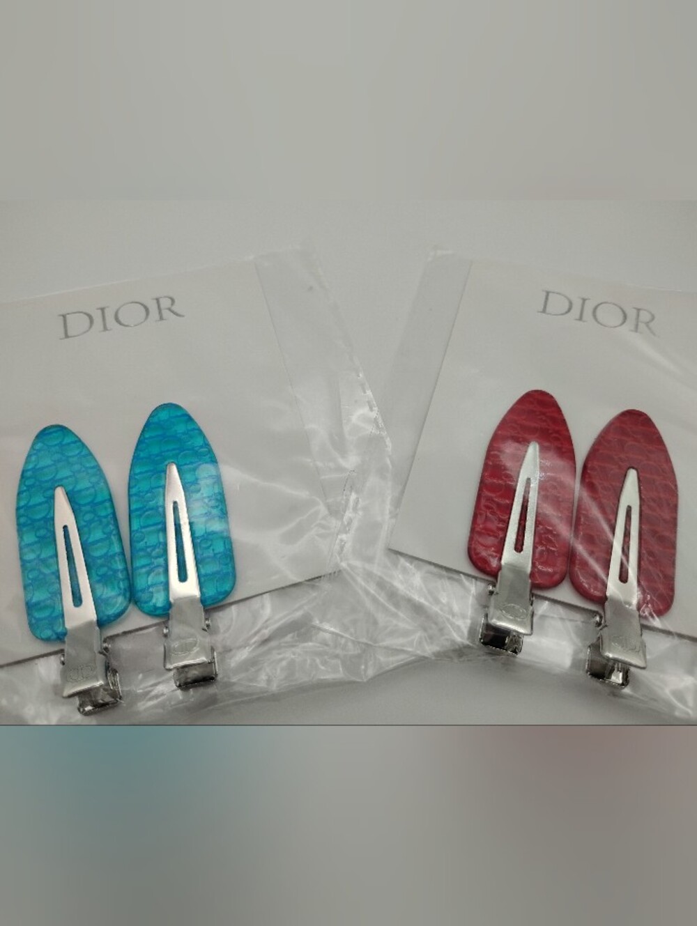 Dior Blue and Red Textured Hair Clips BRAND NEW -AUTHENTIC - Picture 4 of 10